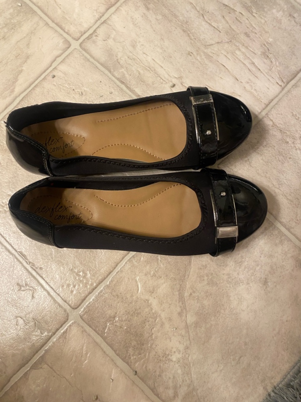 dexflex comfort Black Patent Trim Ballet Flats
